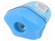 Pencil sharpener; single,with container; mix colours; plastic 