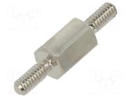Screwed spacer sleeve; 6mm; Ext.thread: M2; hexagonal; brass DREMEC