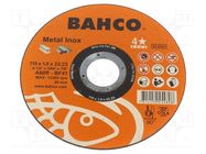 Cutting wheel; Ø: 115mm; Øhole: 22.23mm; Disc thick: 1mm; Class: 4* BAHCO