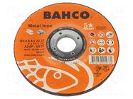 Grinding wheel; Ø: 125mm; Disc thick: 6.4mm; Holder: assembly hole BAHCO