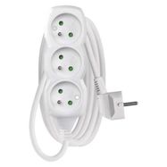 Extension Cord 2 m / 3 sockets / white / PVC / 1 mm2, EMOS