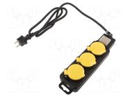 Plug socket strip: supply; Sockets: 3; 250VAC; 16A; black,yellow LOGILINK