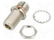 Coupler; N socket,both sides; straight; 50Ω; PTFE; gold-plated AMPHENOL RF