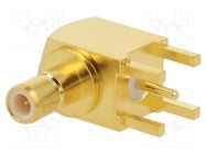 Connector: SMB; socket; male; angled 90°; 50Ω; THT; for cable; PTFE AMPHENOL RF