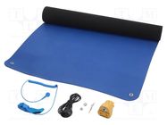 Protective bench kit; ESD; L: 1.2m; W: 0.6m; Thk: 2mm; blue (dark) STATICTEC
