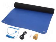 Mat: table set; ESD; L: 1.2m; W: 0.6m; Thk: 2mm; blue (dark) STATICTEC