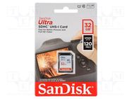 Memory card; Ultra; SDHC; R: 120MB/s; Class 10 UHS U1; 32GB SANDISK