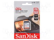 Memory card; Ultra; SDXC; R: 120MB/s; Class 10 UHS U1; 64GB SANDISK