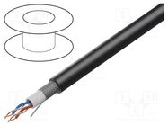 Wire: microphone cable; 2x2x0.22mm2; black; OFC; -15÷70°C; PVC 