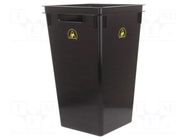 Waste bin; ESD; 330x235x530mm; 40l; black; <100kΩ EUROSTAT GROUP