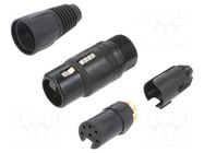 Connector: XLR; plug; female; PIN: 6; straight; for cable; 3.5÷8mm; X NEUTRIK