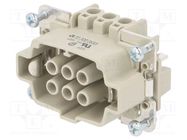 Connector: HDC; female; PIN: 6; size 6; contact insert; 600V; 16A WIELAND