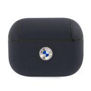 BMW Genuine Leather Silver Logo AirPods Pro Case - Navy Blue, BMW