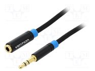 Cable; Jack 3.5mm 3pin socket,Jack 3.5mm 3pin plug; 1.5m; black VENTION