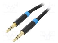 Cable; Jack 3.5mm 3pin plug,both sides; 1.5m; black; textile VENTION