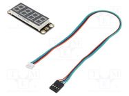 Display: LED; No.char: 4; green; 67x22mm; 5VDC; Interface: I2C DFROBOT