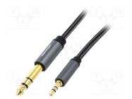 Cable; Jack 3.5mm 3pin plug,Jack 6,3mm plug; 10m; black; PVC VENTION
