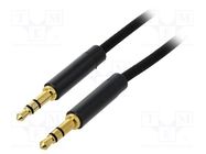 Cable; Jack 3.5mm 3pin plug,both sides; 0.5m; black; Øcable: 3mm VENTION