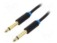 Cable; Jack 6,3mm 2pin plug,both sides; 5m; Plating: gold-plated VENTION