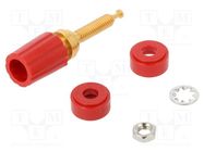 Connector: 4mm banana; socket; 15A; 70VDC; red; gold-plated POMONA