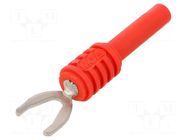 Connector: fork terminals; plug; 20A; red; Overall len: 56mm STÄUBLI