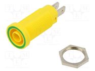 Connector: 4mm banana; socket; 37mm; yellow-green; nickel plated 