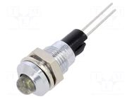 Indicator: LED; prominent; white; Ø8mm; for PCB; brass; ØLED: 5mm MENTOR