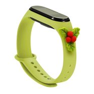 Strap Xmas for Xiaomi Mi Band 3 / 4 Christmas Silicone Strap Bracelet with Holly - Green, Hurtel