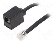 Cable: telephone; RJ12 socket,RJ12 plug; 6m; black Goobay