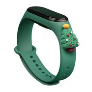 Strap Xmas for Xiaomi Mi Band 3 / 4 Christmas Silicone Strap Bracelet with Christmas Tree - Dark Green, Hurtel