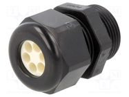 Cable gland; multi-hole; PG16; IP65; polyamide; black; Holes no: 4 HUMMEL