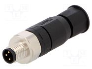 Connector: M8; male; PIN: 3; straight; for cable; plug; IP67; 4÷5.5mm 