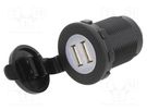USB power supply; USB A socket x2; Sup.volt: 12÷24VDC; 5V/2.4A SCI