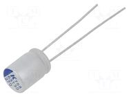 Capacitor: polymer; low ESR; 270uF; 6.3VDC; ESR: 18mΩ; A758; THT KEMET