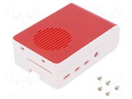 Enclosure: for computer; Raspberry Pi 4 B; ABS; white-red; X: 63mm LONTEN TECHNOLOGY