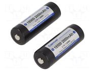 Re-battery: Li-Ion; 18500; 3.7V; 2000mAh; Ø18.4x52.6mm; 2pcs. KEEPPOWER