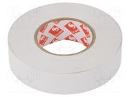 Tape: electrical insulating; W: 19mm; L: 33m; Thk: 0.13mm; white SCAPA