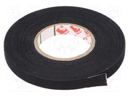 Tape: textile; W: 9mm; L: 25m; Thk: 0.25mm; rubber; black; 8% SCAPA
