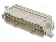 Connector: HDC; contact insert; male; 16A; 500V; PIN: 24; 24+PE AMPHENOL