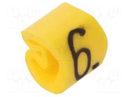 Markers; Marking: 6; 1.3÷3mm; PVC; yellow; -30÷80°C; leaded; CLI C WEIDMÜLLER