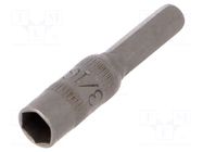 Screwdriver bit; 6-angles socket; Socket size: 4mm; HEX 3/16" WIHA