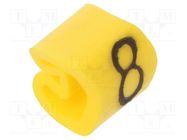 Markers; Marking: 8; 1.3÷3mm; PVC; yellow; -30÷80°C; leaded; CLI C WEIDMÜLLER