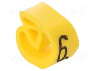 Markers; Marking: 6; 4÷10mm; PVC; yellow; -30÷80°C; leaded; CLI C WEIDMÜLLER