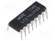 IC: digital; 8bit,shift register,serial output,parallel in; TTL NTE Electronics