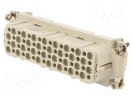 Connector: HDC; contact insert; female; 10A; 250V; PIN: 64; 64+PE AMPHENOL