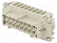 Connector: HDC; contact insert; female; 500V; PIN: 16; 16+PE AMPHENOL