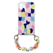 Color Chain Case gel flexible elastic case cover with a chain pendant for iPhone 13 Pro Max multicolour  (1), Hurtel
