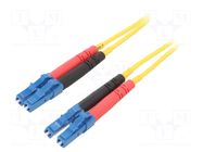 Fiber patch cord; LC/UPC,both sides; 5m; 9/125um; yellow; Gold FIBRAIN