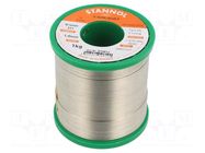 Tin; lead free; Sn99,3Cu0,7; 1mm; 1kg; reel; 227°C; Flux cont: 2.7% STANNOL