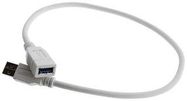 USB CABLE, 3.0 A PLUG-A RCPT, WHT, 19.7"